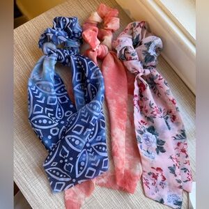 Blue and Pink Hair Accessories with Flowing Scarf- set of 3